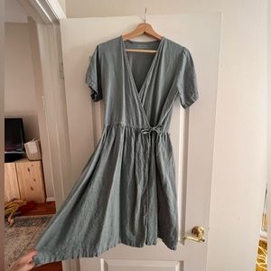 Simply Grey women’s linen wrap dress